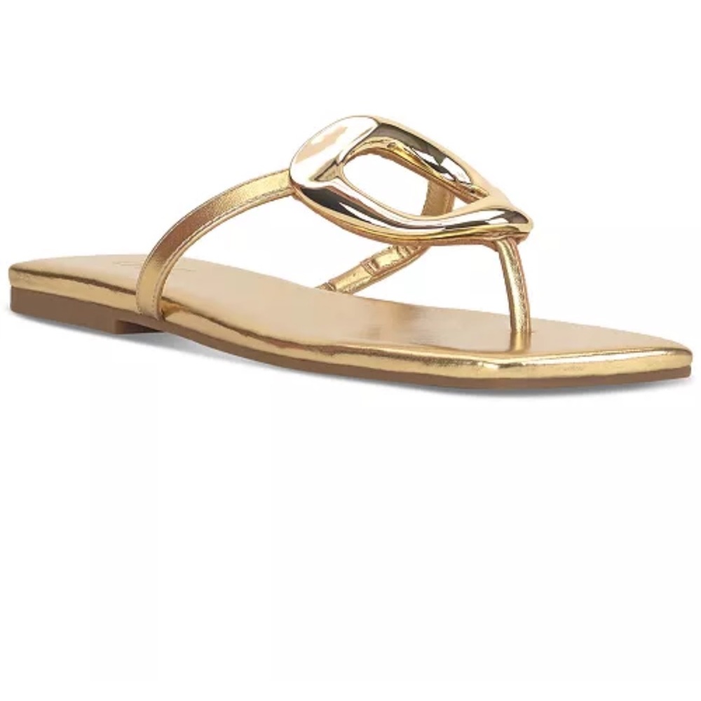 INC International Concepts Metallic Gold Thong Sandals